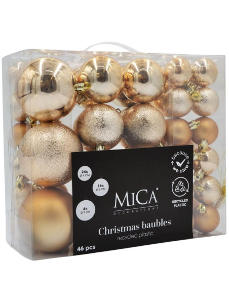 Bombka dekoracyjna plastikowa bezpieczna 46szt mica copper