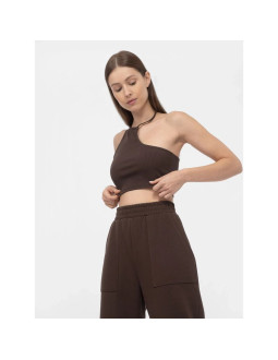 Crop top asymetryczny na jedno ramię damski 4f