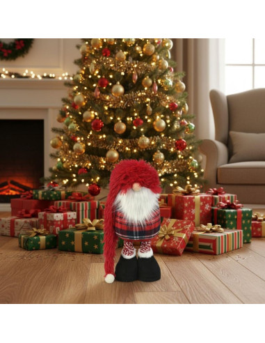 Skrzat gnom dekoracyjny na teleskopach 38-88cm czerwony