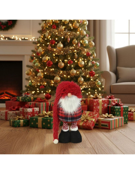 Skrzat gnom dekoracyjny na teleskopach 38-88cm czerwony