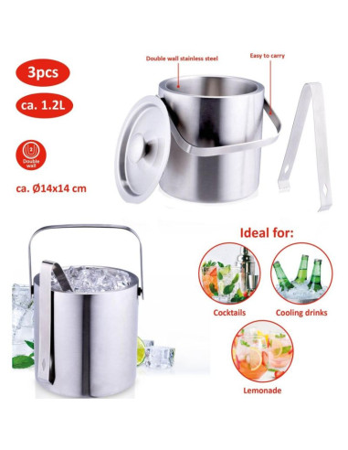 Wiaderko do lodu 1,2l szczypce alpina