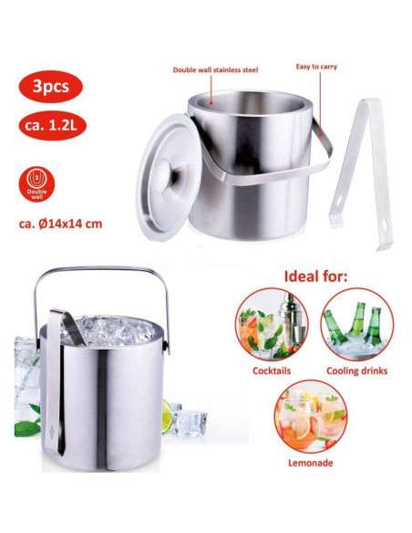 Wiaderko do lodu 1,2l szczypce alpina