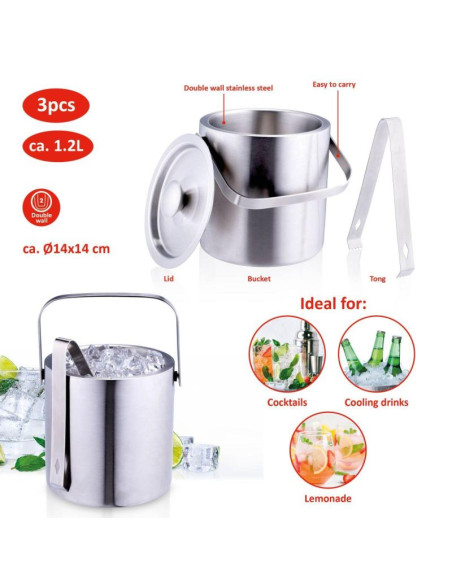Wiaderko do lodu 1,2l szczypce alpina