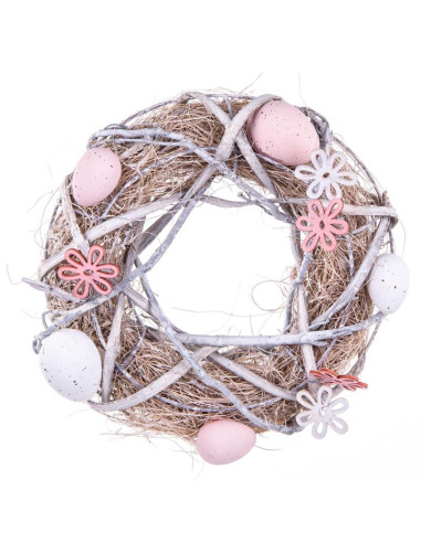 Wianek stroik dekoracyjny szary średnica 24cm