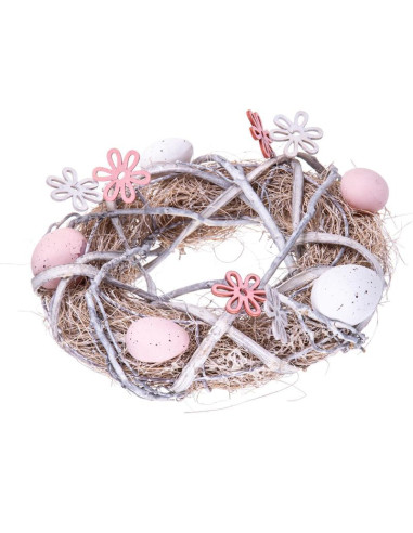 Wianek stroik dekoracyjny szary średnica 24cm