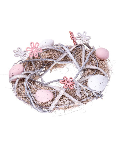 Wianek stroik dekoracyjny szary średnica 24cm