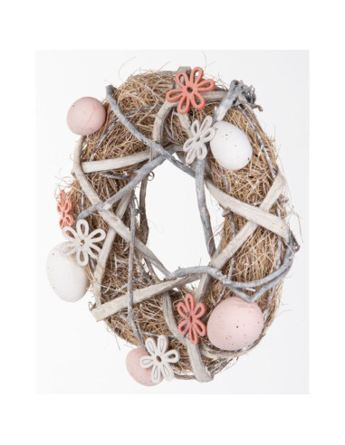 Wianek stroik dekoracyjny szary średnica 24cm