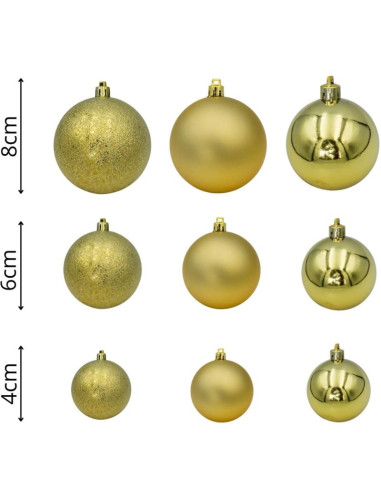 Bombka dekoracyjna plastikowa bezpieczna 46szt złota mica