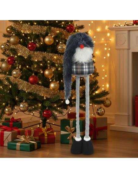 Skrzat gnom dekoracyjny na teleskopach 38-88cm szary