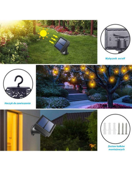 Lampa solarna kule ogniowe 7cm 5szt