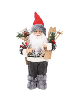 Mikołaj świąteczny dekoracyjny stojący deluxe 30cm grey
