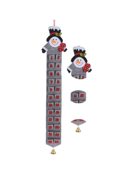 Kalendarz adwentowy filcowy szary bałwan