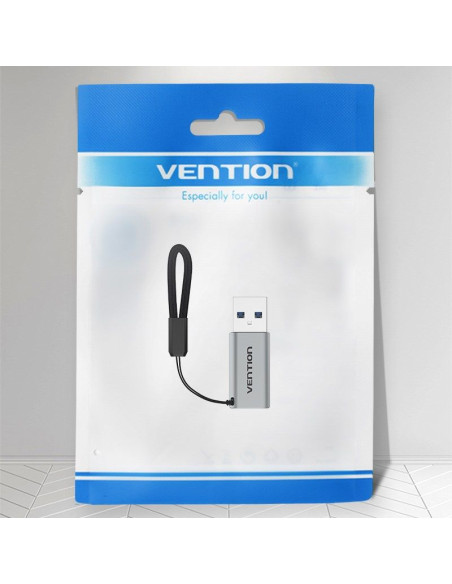Adapter usb 3.0 vention usb-a do usb-c szary stop aluminium
