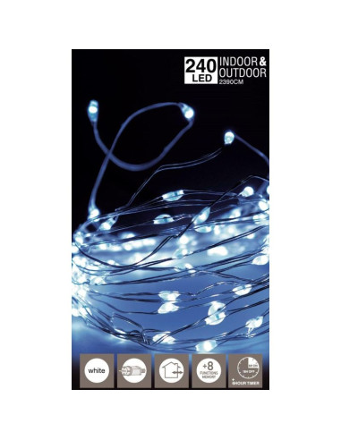 Lampki druciki girlanda 240 led zimny biały