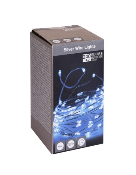 Lampki druciki girlanda 240 led zimny biały