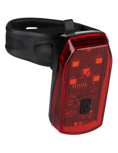 Lampka rowerowa na tył 5 led funkcja stop certyfikat dunlop