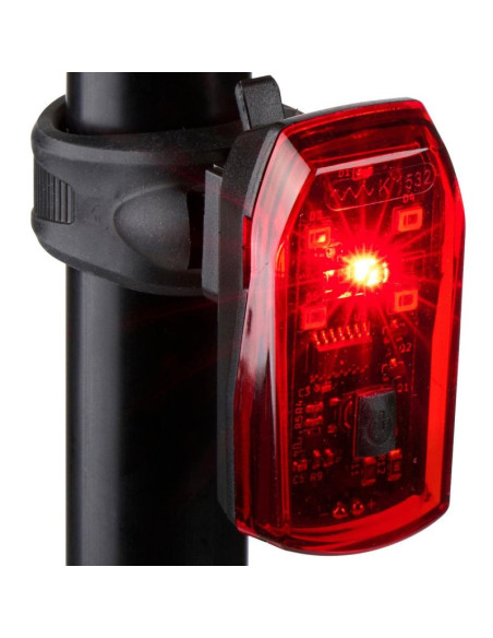 Lampka rowerowa na tył 5 led funkcja stop certyfikat dunlop