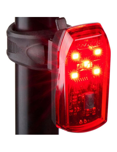 Lampka rowerowa na tył 5 led funkcja stop certyfikat dunlop