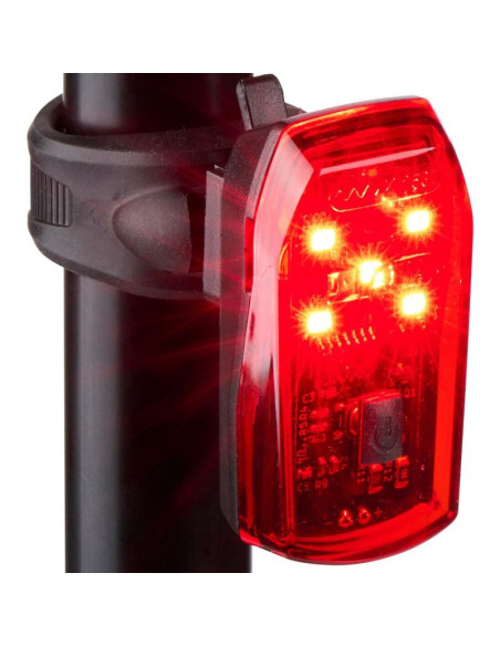 Lampka rowerowa na tył 5 led funkcja stop certyfikat dunlop