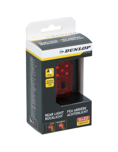 Lampka rowerowa na tył 5 led funkcja stop certyfikat dunlop