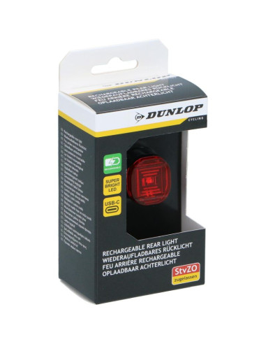 Lampka rowerowa na tył led usb-c certyfikat dunlop