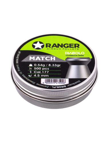 Śrut 4,5 mm ranger diabolo professional match płaski 500 szt. 0,54 g
