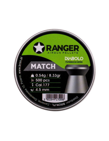 Śrut 4,5 mm ranger diabolo professional match płaski 500 szt. 0,54 g