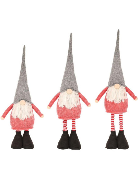 Skrzat gnom dekoracyjny na teleskopowych nogach 64-79cm czerwony