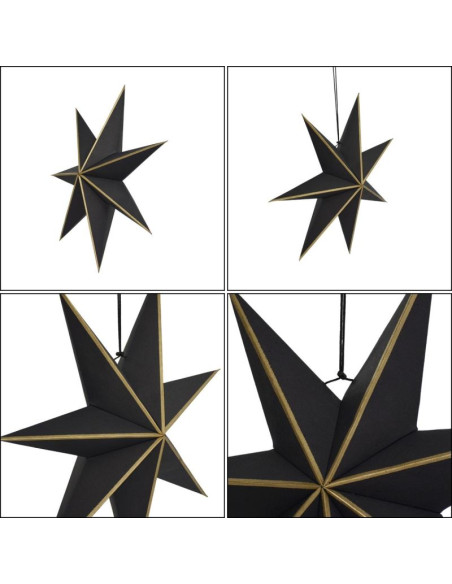 Gwiazda dekoracyjna wisząca papierowa fsc 18x75cm czarna 7 ramion mica