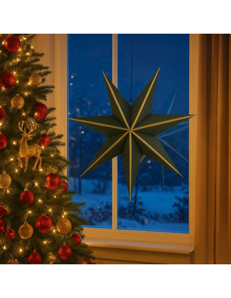 Gwiazda dekoracyjna wisząca papierowa fsc 18x75cm czarna 7 ramion mica