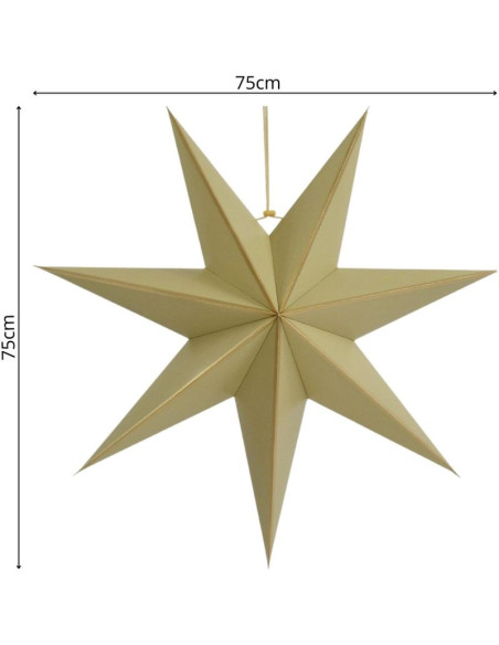 Gwiazda dekoracyjna wisząca papierowa fsc 18x75cm beżowa 7 ramion mica