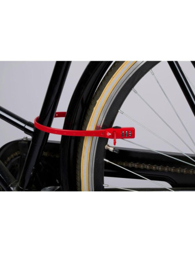Zapięcie rowerowe pasek na szyfr czerwony dunlop