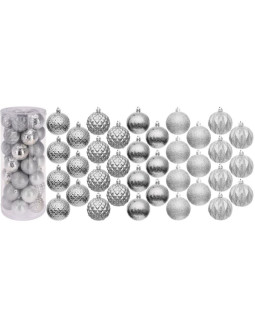 Bombka dekoracyjna plastikowa 6cm set 35 szt srebrna