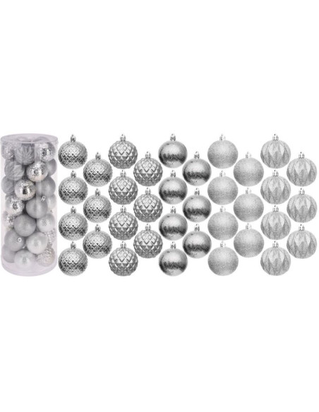 Bombka dekoracyjna plastikowa 6cm set 35 szt srebrna