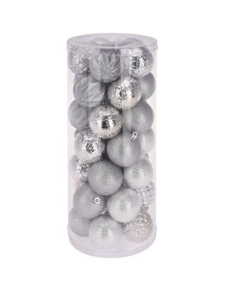 Bombka dekoracyjna plastikowa 6cm set 35 szt srebrna