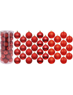 Bombka dekoracyjna plastikowa 6cm set 35 szt czerwona