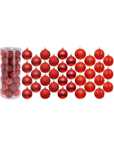 Bombka dekoracyjna plastikowa 6cm set 35 szt czerwona
