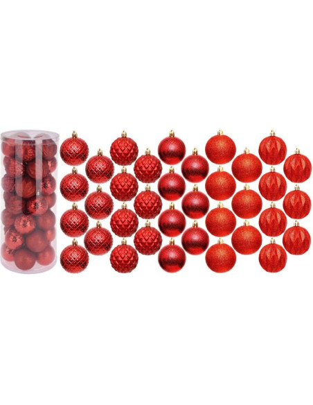Bombka dekoracyjna plastikowa 6cm set 35 szt czerwona
