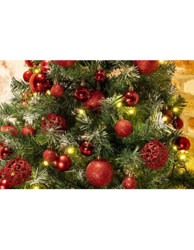 Bombka dekoracyjna plastikowa 6cm set 35 szt czerwona