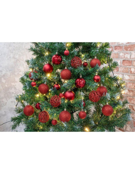 Bombka dekoracyjna plastikowa 6cm set 35 szt czerwona