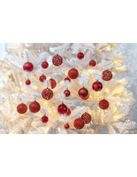 Bombka dekoracyjna plastikowa 6cm set 35 szt czerwona