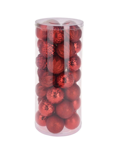 Bombka dekoracyjna plastikowa 6cm set 35 szt czerwona