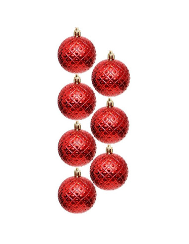 Bombka dekoracyjna plastikowa 6cm set 35 szt czerwona