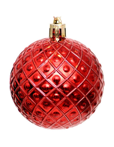 Bombka dekoracyjna plastikowa 6cm set 35 szt czerwona