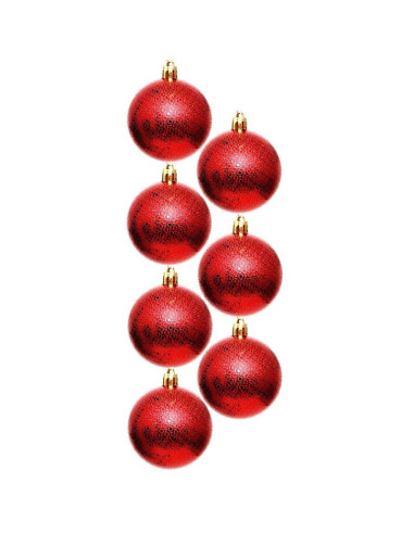 Bombka dekoracyjna plastikowa 6cm set 35 szt czerwona