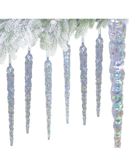 Sople lodu opalizujące dekoracja wisząca 17,5 cm 6 szt