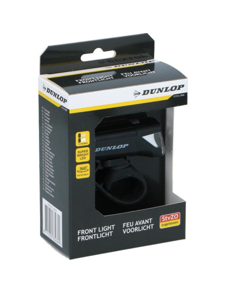 Lampka rowerowa przednia 2 tryby certyfikat dunlop