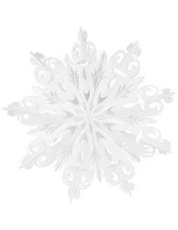 Dekoracja papierowa płatek śniegu śr.64 cm biały