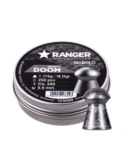 Śrut 5,5 mm ranger diabolo doom heavy płaski 250 szt. 1,175 g