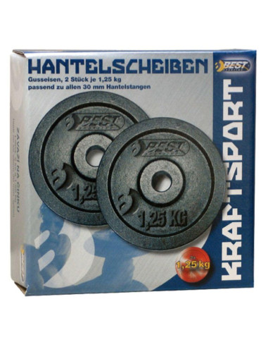 Obciążenie żeliwne czarne 2x1,25 kg best sporting fi 30mm